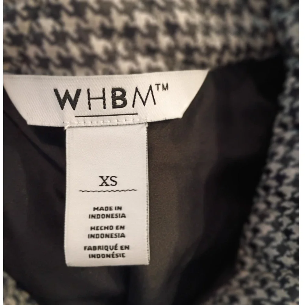 White House Black Market WHBM Houndstooth Quilted Peplum Vest Black‎ White XS